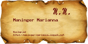 Maninger Marianna névjegykártya